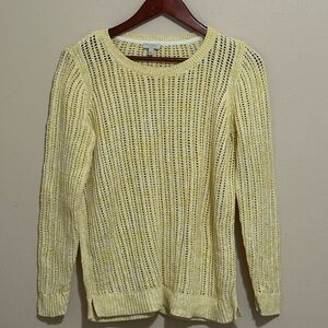 Talbots Light Yellow Open-Knit Women's Sweater - Classic Crewneck